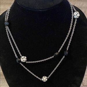 Body Central Silver and Black Beaded Necklace